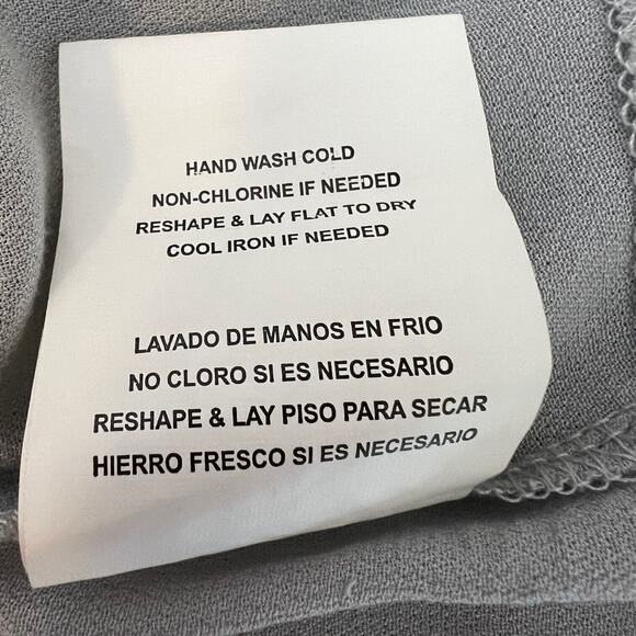 Taylor & Sage Womens Faux Wrap Blouse Large Light Gray Lace Crochet Cottagecore - Picture 6 of 6